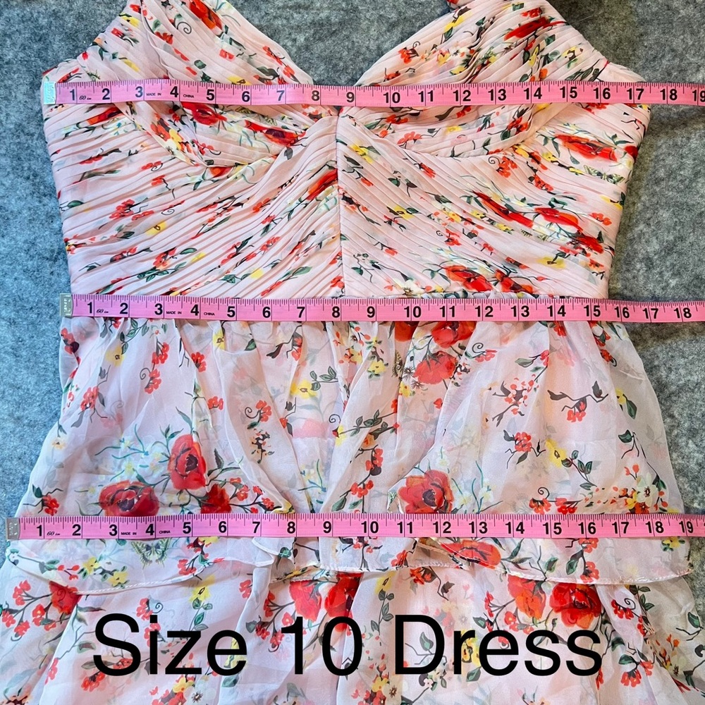 Mac Duggal 55816 Womens Pink Ruffled Sleeveless Draped Tiered Floral Print Gown - Picture 13 of 15